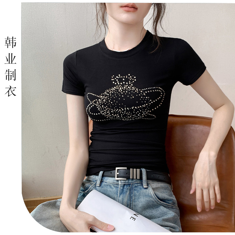 短款印花吸湿排汗美式纯色上衣