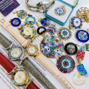 意大利穆拉诺Murano千花琉璃925纯银项链耳夹微镶马赛克威尼斯g