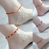 沙金转运珠红绳脚链女款 夏季 新款 简约性感成人脚链久不掉色饰品