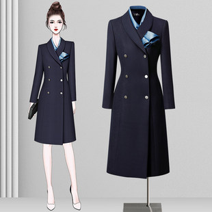 空姐羊毛大衣女秋冬职业毛呢外套医美口腔前台工装案场客服工作服