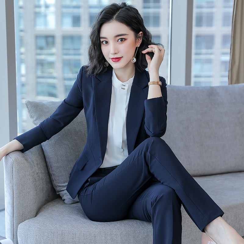 诗璐雅高端正装女西服套装春秋售楼部工装银行经理面试通勤职业装