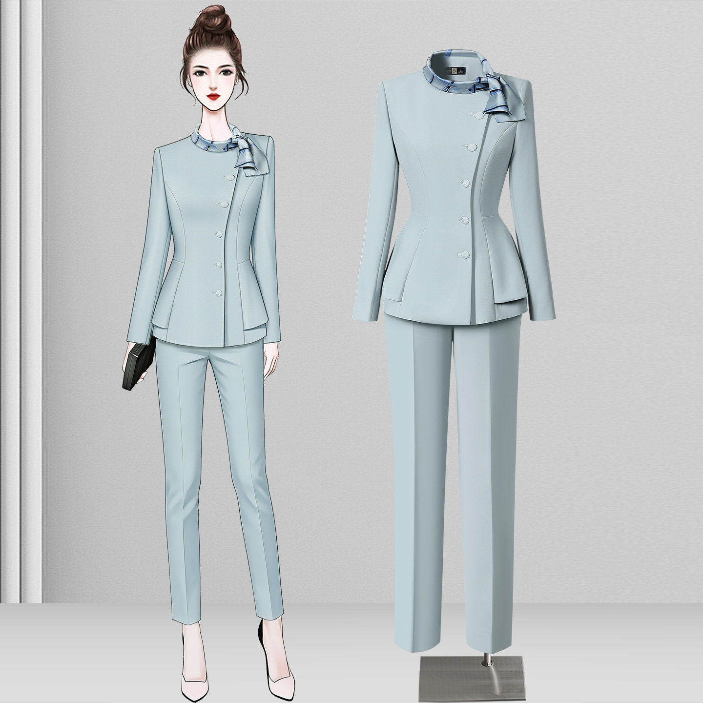 空姐制服职业套装女酒店前台接待工作装高端礼仪西装美容师工作服