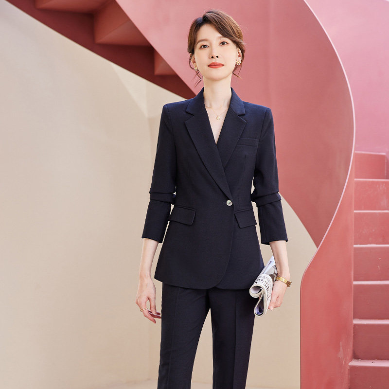 诗璐雅一粒扣西装套装女端庄大气时尚干练经理工作服通勤上班西服