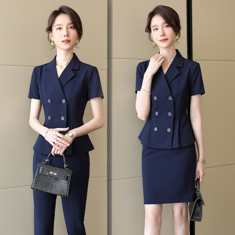 诗璐雅夏季新款职业西装套装女士短袖高端商务西服经理干练工作服