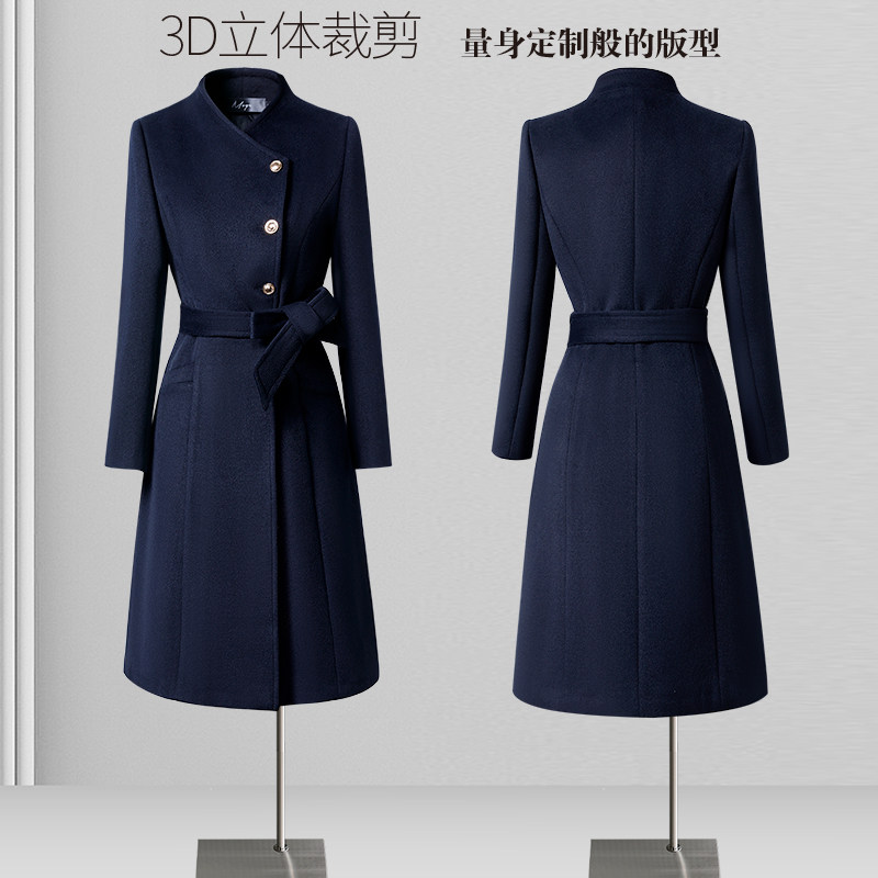 呢子大衣工作服女冬季中长款加棉职业毛呢外套售楼部酒店前台工装
