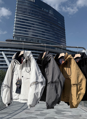 易麦潮牌90白鸭绒机能风连帽羽绒服男宽松保暖防寒工装羽绒外套冬