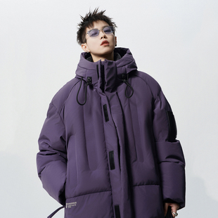 高充容量泡芙连帽羽绒服情侣款90白鸭绒御寒魔术贴潮牌羽绒外套男