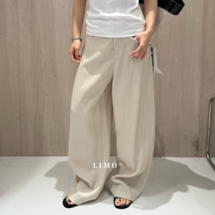 宽松长裤 LIMO 极简风简约百搭纯色高腰直筒休闲裤 新款 女 2026夏季