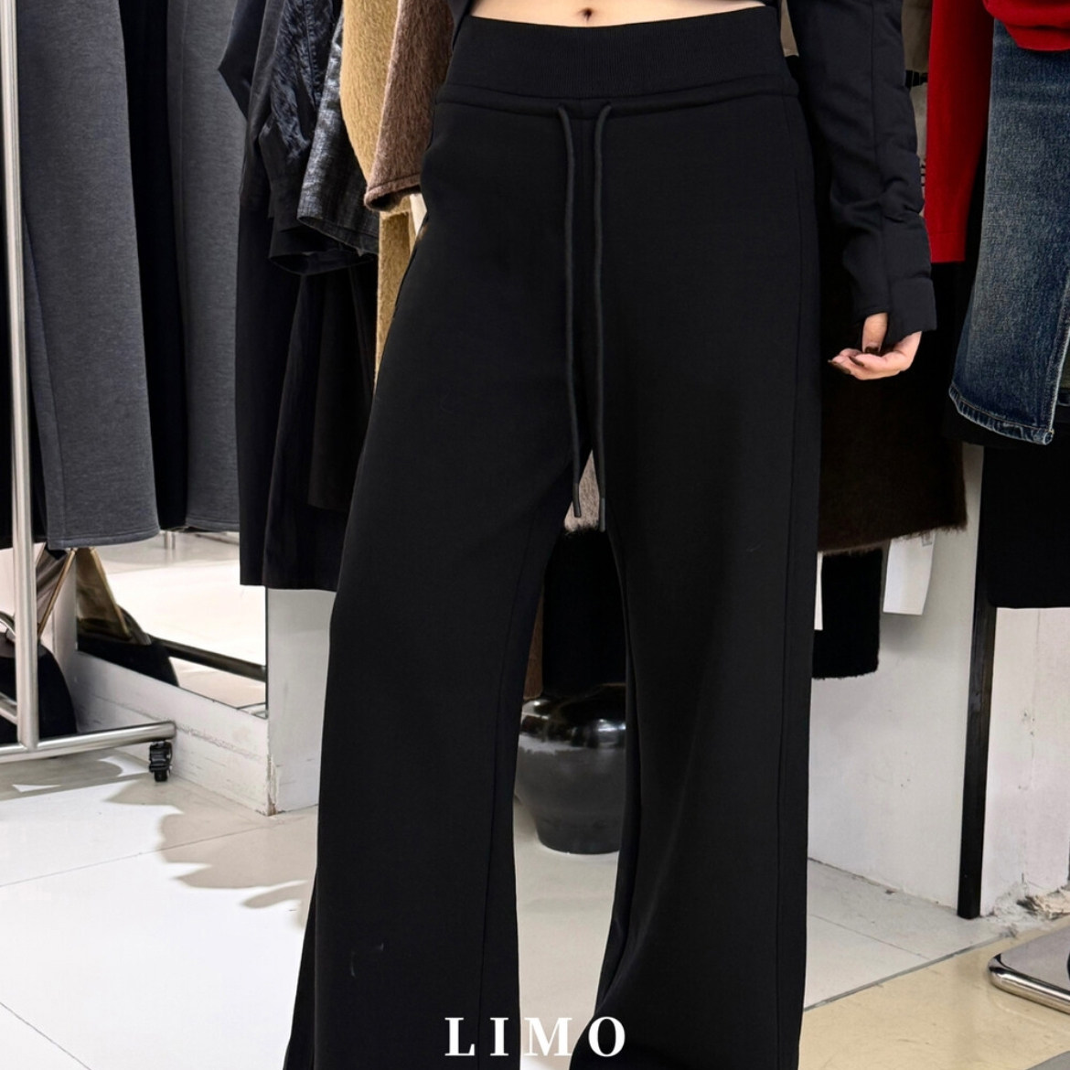 LIMO简约纯色加绒显瘦抽绳卫裤