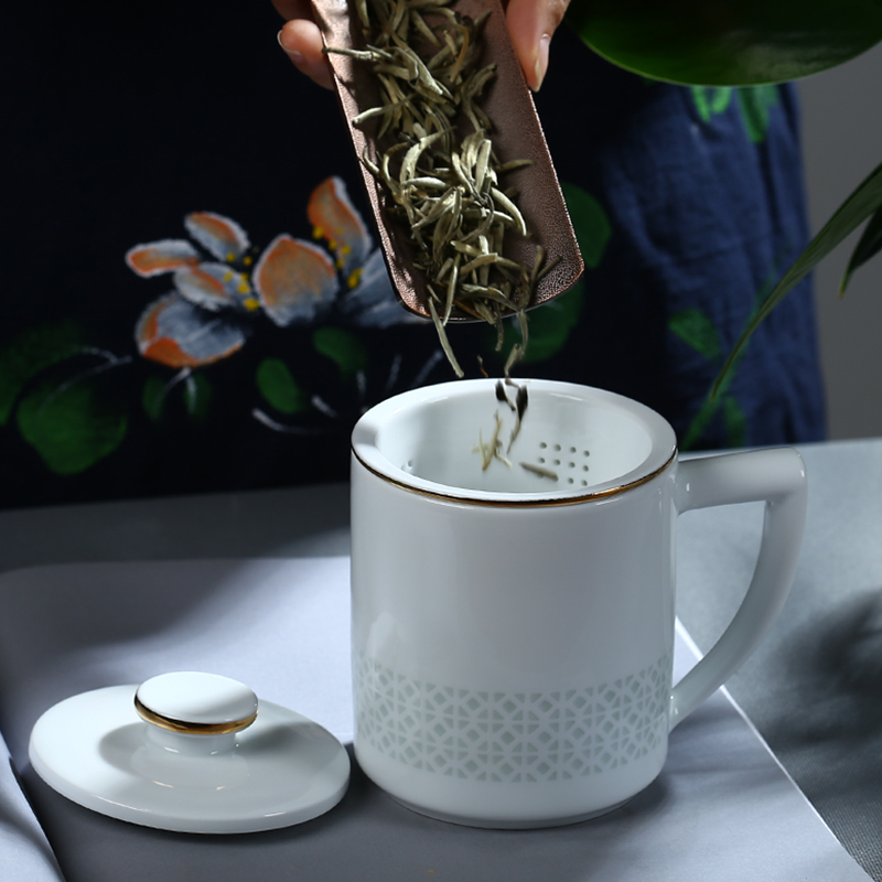 玉蝶景德镇玲珑茶水分离泡茶杯