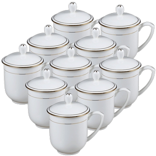 景德镇骨瓷茶杯商务待客套装办公室水杯会议茶杯陶瓷杯子定制logo