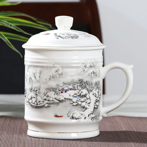 景德镇大容量陶瓷茶杯带盖