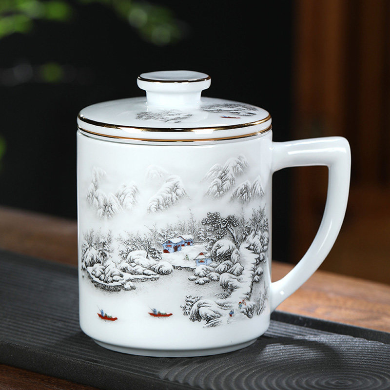 景德镇陶瓷茶杯个人泡茶杯子办公室茶水分离陶瓷水杯带过滤400ml,餐饮具,茶杯,淘宝优惠券,粉丝福利购,淘宝优惠卷