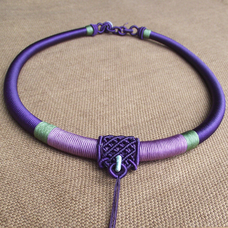 原创翡翠项链绳子女士琥珀挂件粗犷大方领带结玉佩挂绳蜜蜡吊坠绳