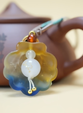 属猴人六字箴言吊坠贝壳福禄挂件