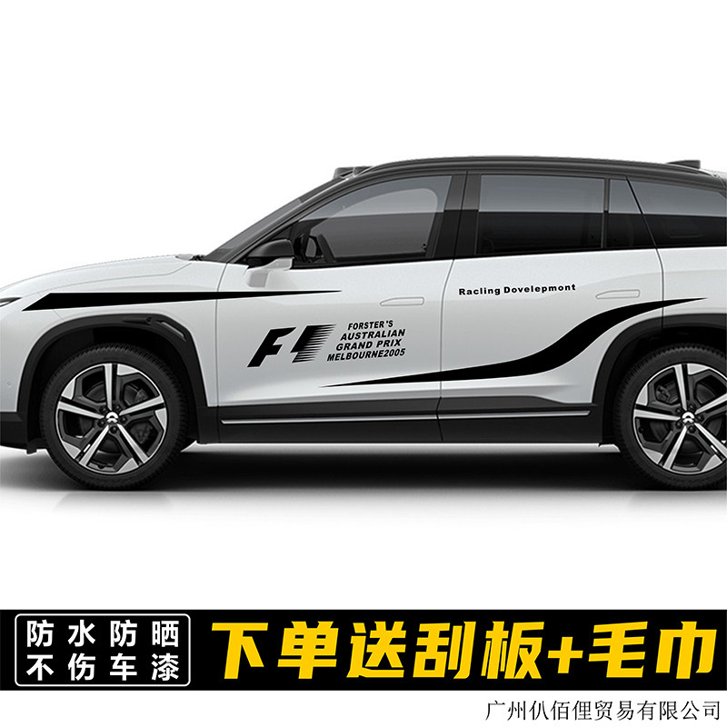适用蔚来ES7汽车拉花贴纸es6车身彩条个性运动改装饰EC6专用贴画