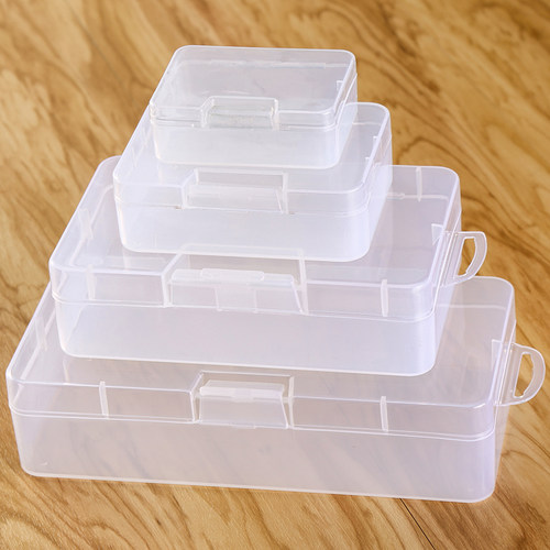 可爱透明塑料带盖加厚饰品小盒子
