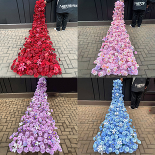 瀑布桌花婚礼仿真拖尾花酒店订婚餐桌假花婚庆现场摆件生日装饰花