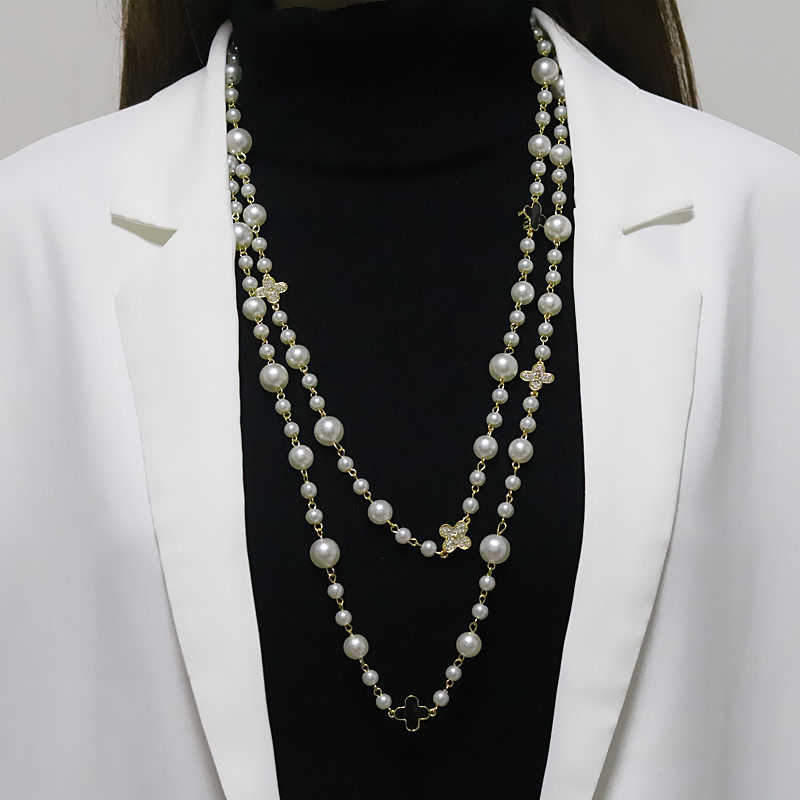 珍珠项链女衣服挂件新款爆款轻奢小众高级感叠戴长毛衣链颈链配饰