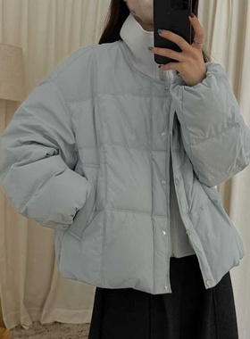 初吾家25冬季新款韩系针织拼接假两件羽绒服宽松显瘦保暖外套女