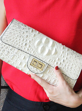 高端女士真皮手拿包女包2026新款白色气质手抓包手包旗袍晚宴斜挎