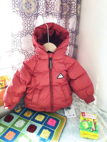 羽绒外套中款白鸭绒男女童连帽