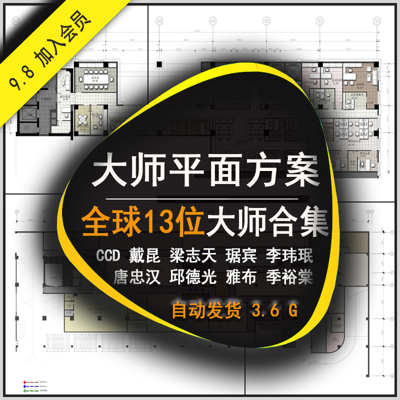 新款全球13位大师平面布局设计方案室内概念参考素材名师平面图集