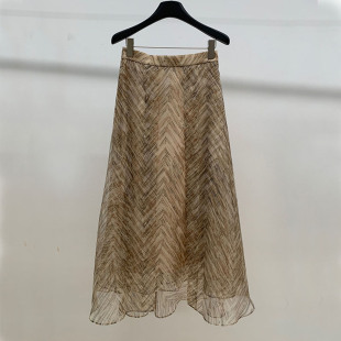 5A桑蚕丝色织复古鱼骨纹半身裙春夏 诗意与艺术共存 狠货2W 同步
