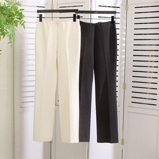 休闲裤 正奢T 丝毛混纺松紧腰通勤微喇叭裤 冬日氛围感优雅神裤