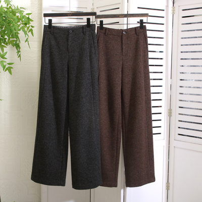 盼来了羊毛高腰窄版直筒阔腿裤冬