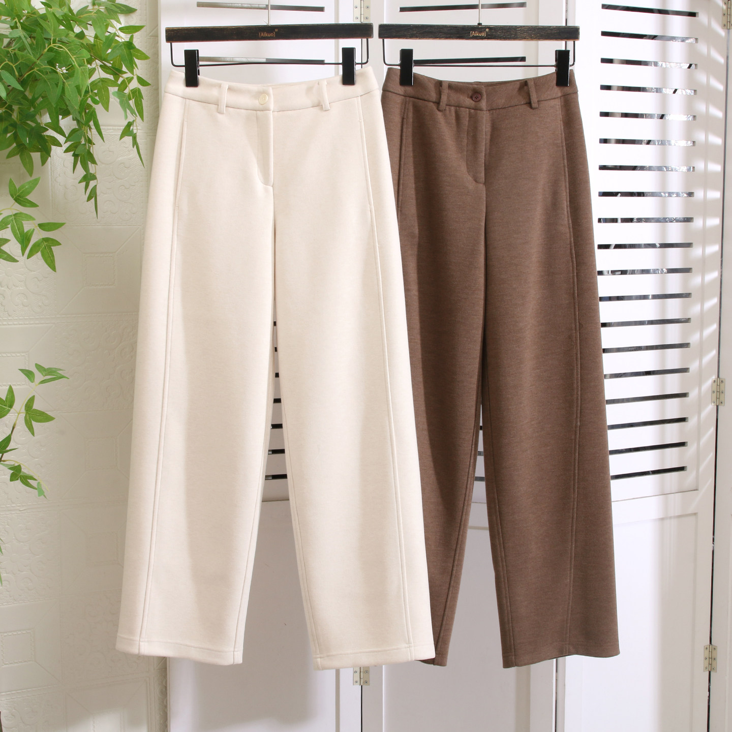 闭眼收的版型 小H~知性的高冷风 牦牛绒棉加厚窄版阔腿直筒裤秋冬