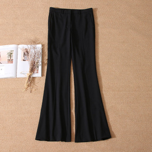 越南元蛋尾货 职业休闲两兼 羊毛混纺休闲微喇叭长裤 2023春夏新