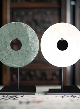 样板房平安扣玉石绿色家居摆设