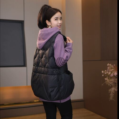 9988小个子黑色马甲女秋冬宽松休闲立领款百搭通勤无袖外搭坎肩