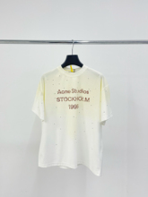 AC 25ss烫钻做旧1996字母印花短袖T恤进口奥钻北欧小众男女同款