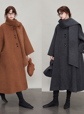 【清仓原1080】3ONE慵懒大衣_骆驼绒澳洲羊毛双面呢廓形A版大衣女