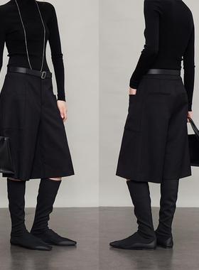 3ONE ROW风极简精纺羊毛时髦五分阔 INS高时髦百慕大过膝中裤