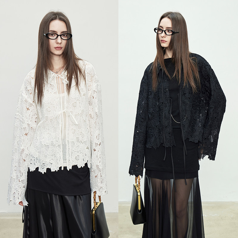 3ONE｜25秋季新品复古法式立体镂空蕾丝精致防晒衬衫上衣外套女,女装/女士精品,衬衫,淘宝优惠券,粉丝福利购,淘宝优惠卷