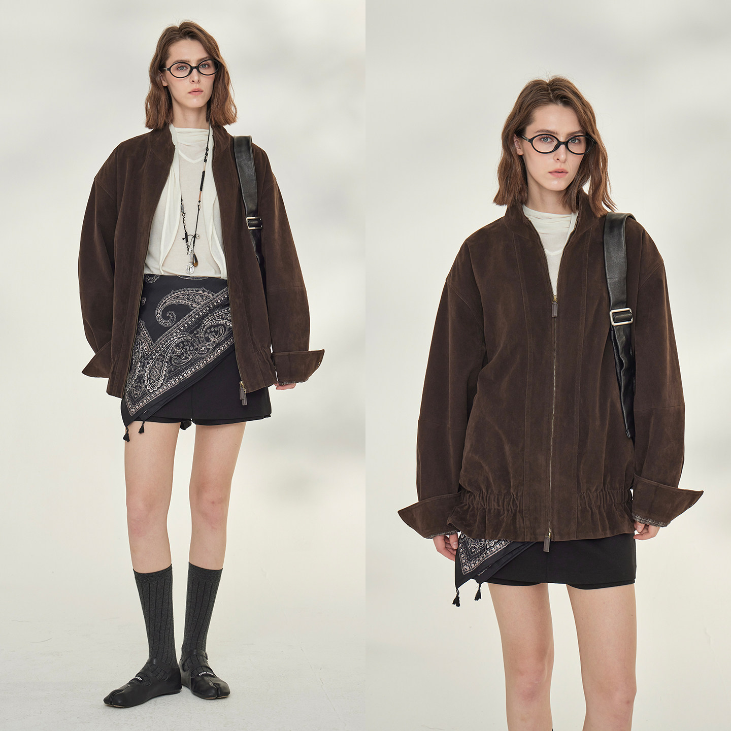 3ONE复古高级感咖色廓形立领美拉德麂皮绒皮衣夹克外套女秋冬新款,女装/女士精品,短外套,淘宝优惠券,粉丝福利购,淘宝优惠卷