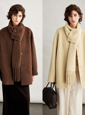 3ONE围巾/披肩90羊毛5耗牛绒5蚕丝大衣