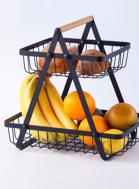 北欧简约几何铁艺水果盘创意欧式摆件家居客厅茶几果盘收纳零食篮
