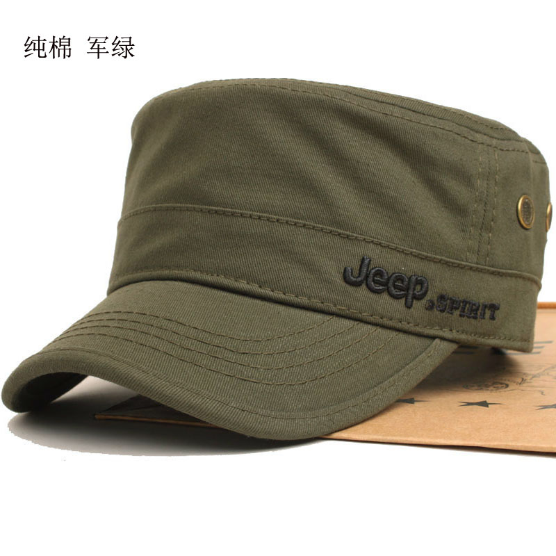 JEEP吉普正品加大码纯棉平顶帽绣字休闲户外通用防风鸭舌帽男