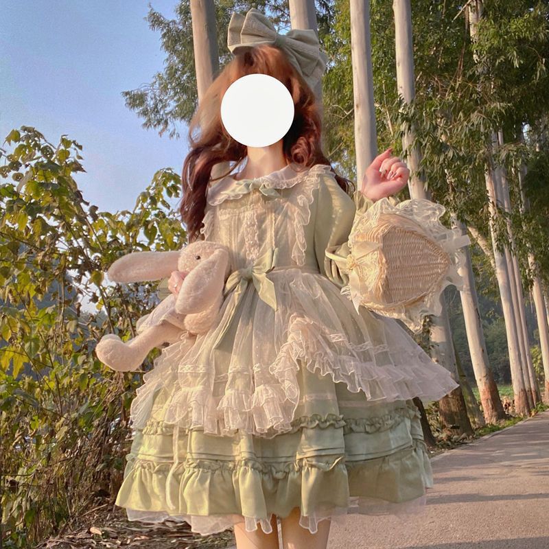 {现货}~原创设计洛塔塔Lolita洋装可爱长袖op连衣裙女秋冬