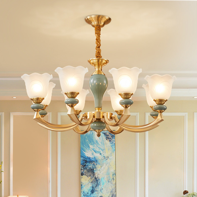 全铜欧式客厅餐厅卧室吊灯奢华大气别墅灯具美式复古简约艺术灯饰