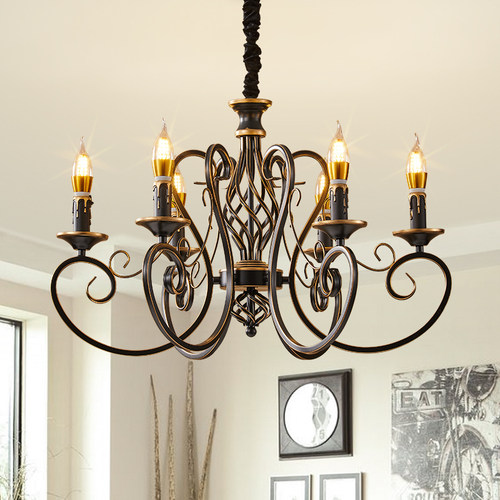 欧式蜡烛铁艺客厅餐厅卧室吊灯