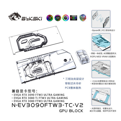 Bykski2显卡背板显存水冷头