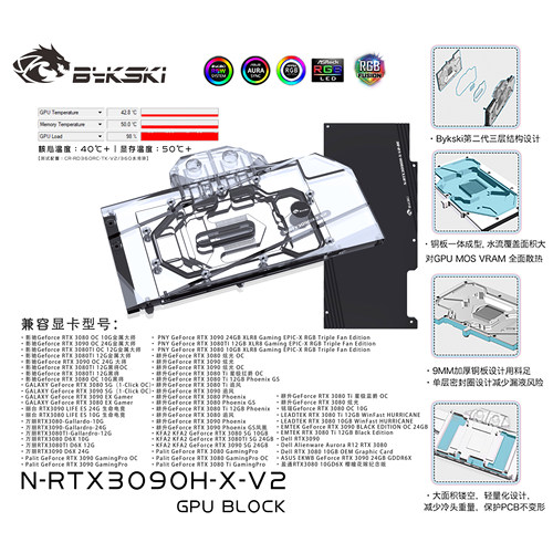 Bykski N-RTX3090H-X-V2 显卡水冷头 适用于NVIDIA公版 3090/3080 - 封面