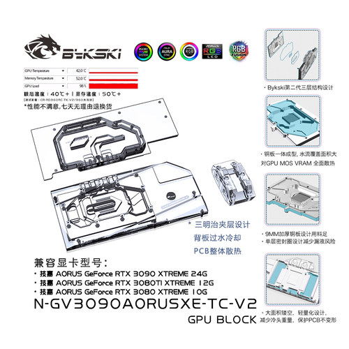 Bykski显卡背板水冷头