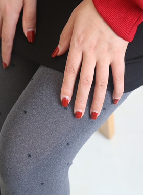 格蕾丝波点丝袜春秋季80D高级感爱心连裤袜复古圆点灰色打底袜子