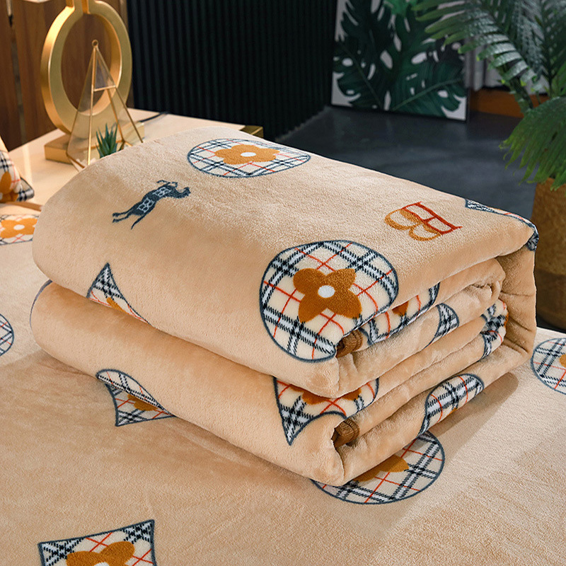 水星家纺毛毯超柔云貂绒毯加厚床单加绒床盖毯牛奶绒毯珊瑚绒毯子